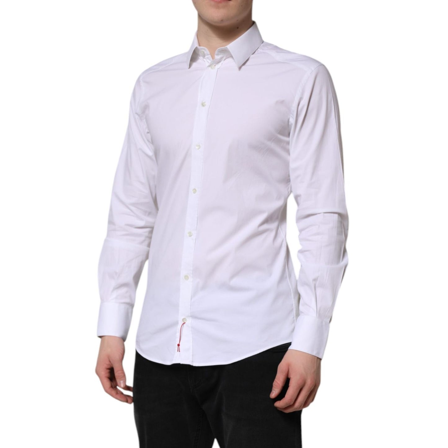 Dolce & Gabbana White GOLD Cotton Dress Formal Shirt TSH906888-39