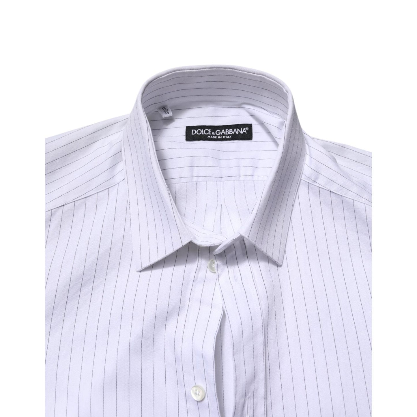 Dolce & Gabbana White Stripes Cotton Long Sleeve Formal Shirt TSH906906-38