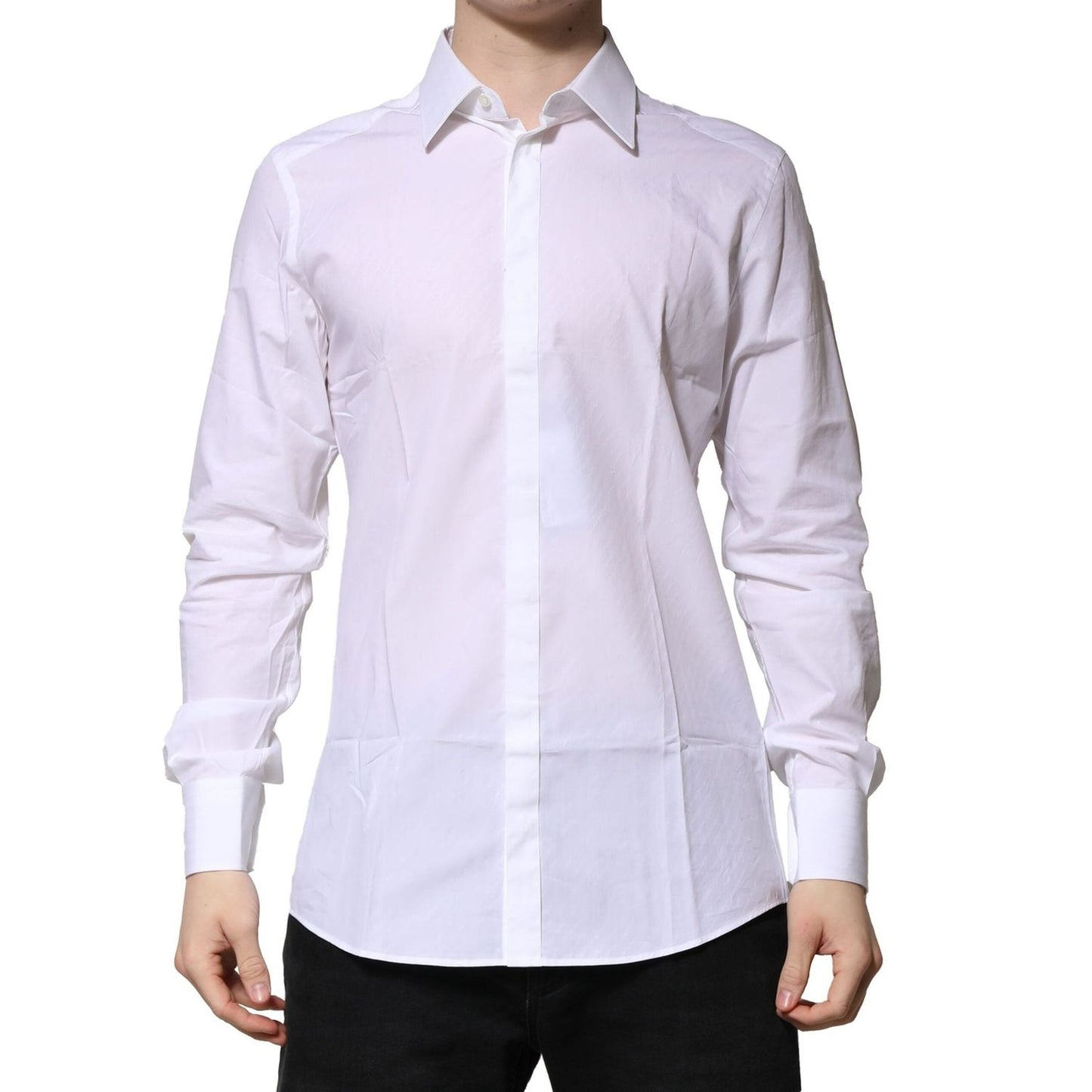 Dolce & Gabbana White GOLD Cotton Long Sleeves Men Formal Shirt TSH906918-41