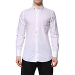 Dolce & Gabbana White GOLD Cotton Long Sleeves Men Formal Shirt TSH906920-41