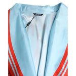 Dolce & Gabbana Blue Red Coral Print Wrap Robe Coat Jacket JKT41449-48