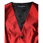 Dolce & Gabbana Red Black Button Down Sleeveless Vest Top TSH906724-40