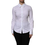 Dolce & Gabbana White Cotton Collared Long Sleeves Blouse Top TSH906744-40