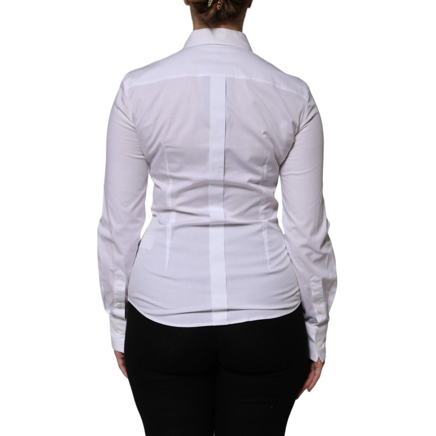 Dolce & Gabbana White Cotton Collared Long Sleeves Blouse Top TSH906744-40