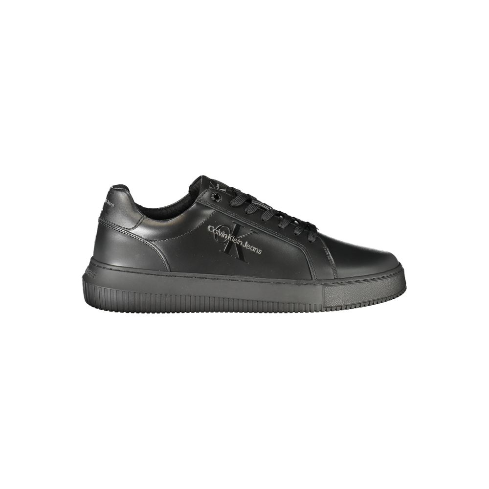 Calvin Klein Black Polyester Sneaker with laces and logo, featuring contrasting details and removable footbed, made from recycled rubber.