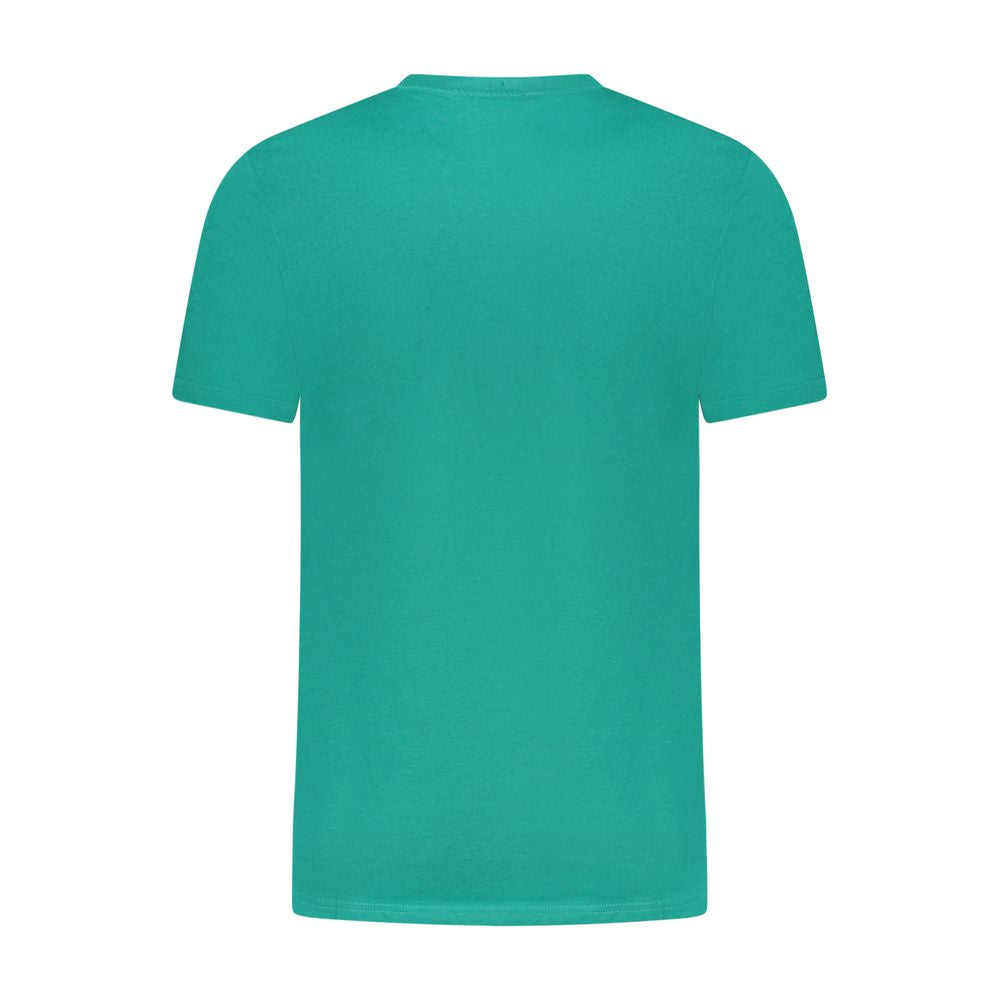 Cavalli Class Green Cotton T-Shirt, short sleeve crew neck with print and logo, back view