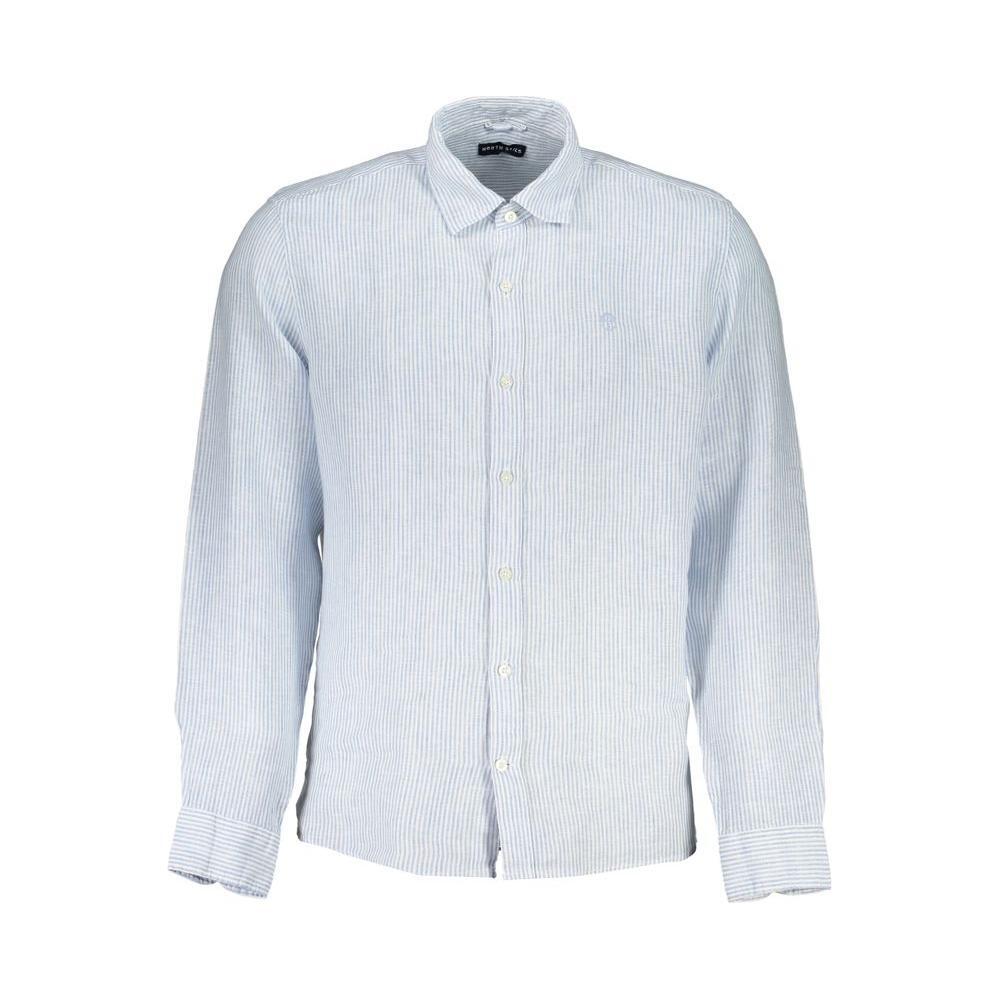 North Sails Light Blue Linen Men Shirt NO-29730-S