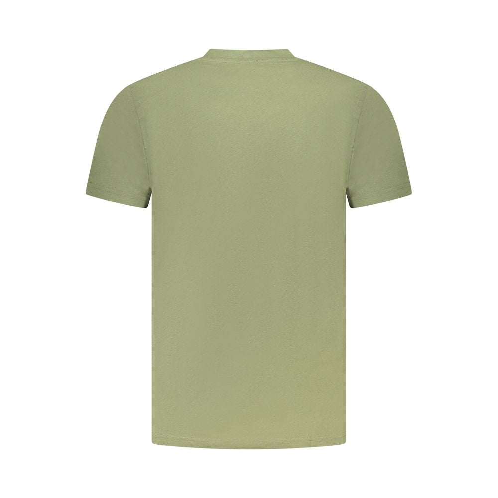 Back view of Cavalli Class Green Cotton Men T-Shirt, showcasing luxury casual style and comfort.