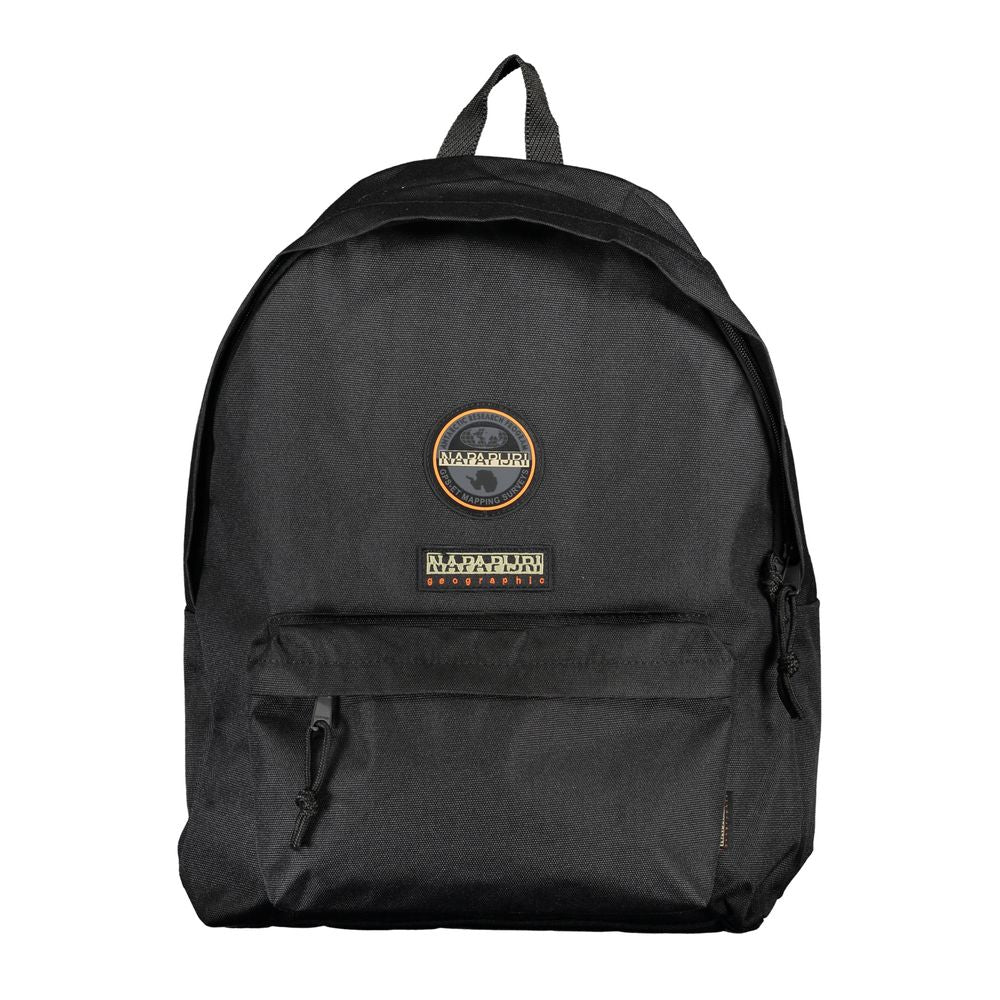 Napapijri black cotton men's backpack with adjustable straps, zip closure, and external pocket for secure storage and style.