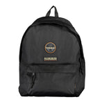 Napapijri black cotton men's backpack with adjustable straps, zip closure, and external pocket for secure storage and style.
