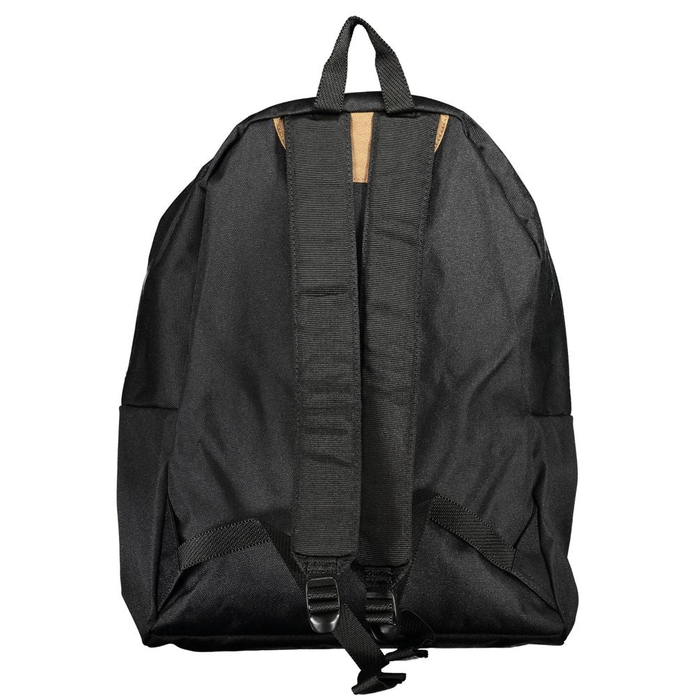Napapijri black cotton men's backpack with adjustable straps and sturdy handle, showcasing stylish and functional back view.