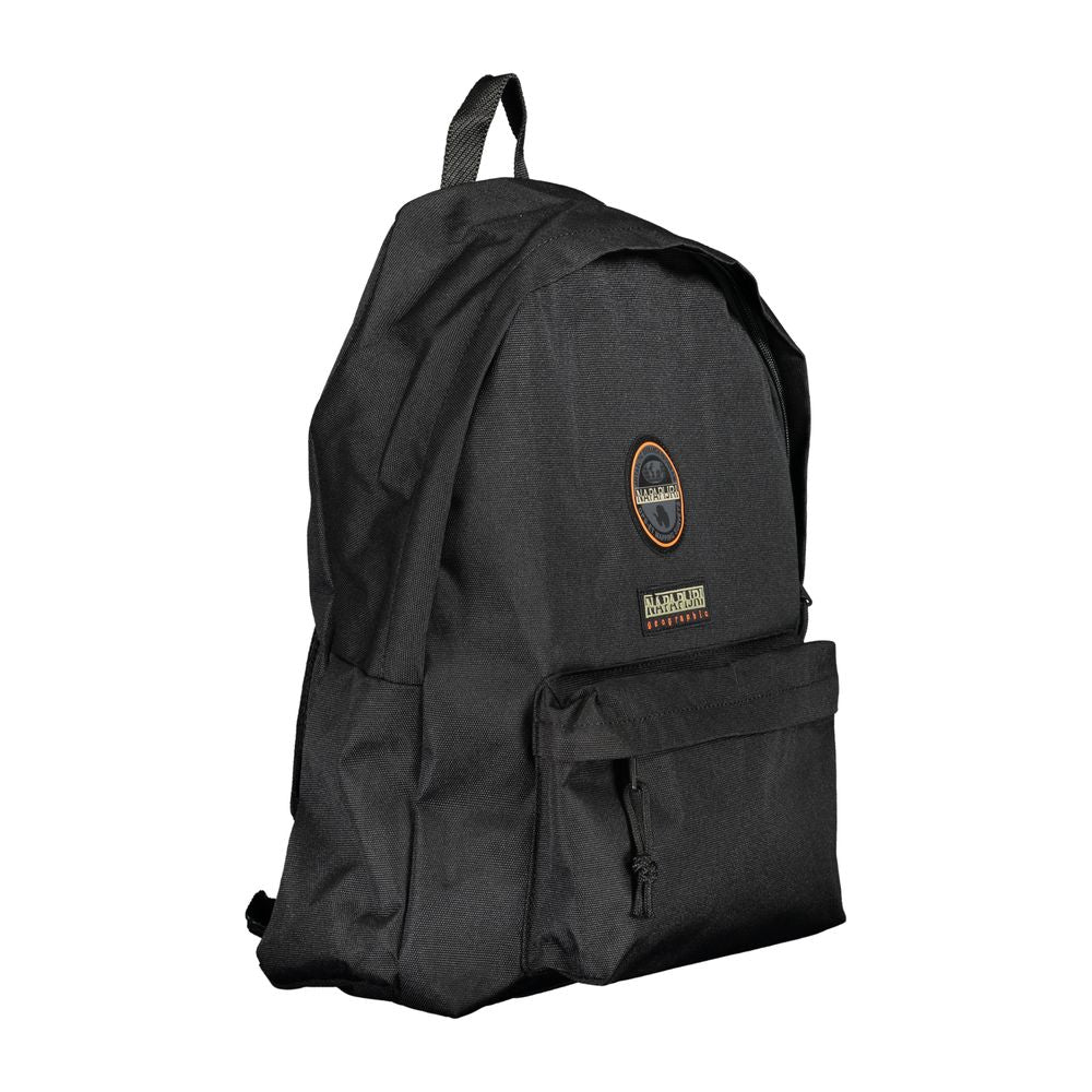 Napapijri black cotton men's backpack with adjustable straps, external pocket, and zip closure for functional style.