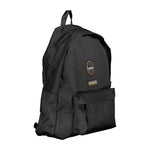Napapijri black cotton men's backpack with adjustable straps, external pocket, and zip closure for functional style.