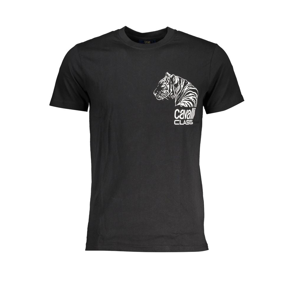 Cavalli Class Black Cotton T-Shirt CA-28477-L