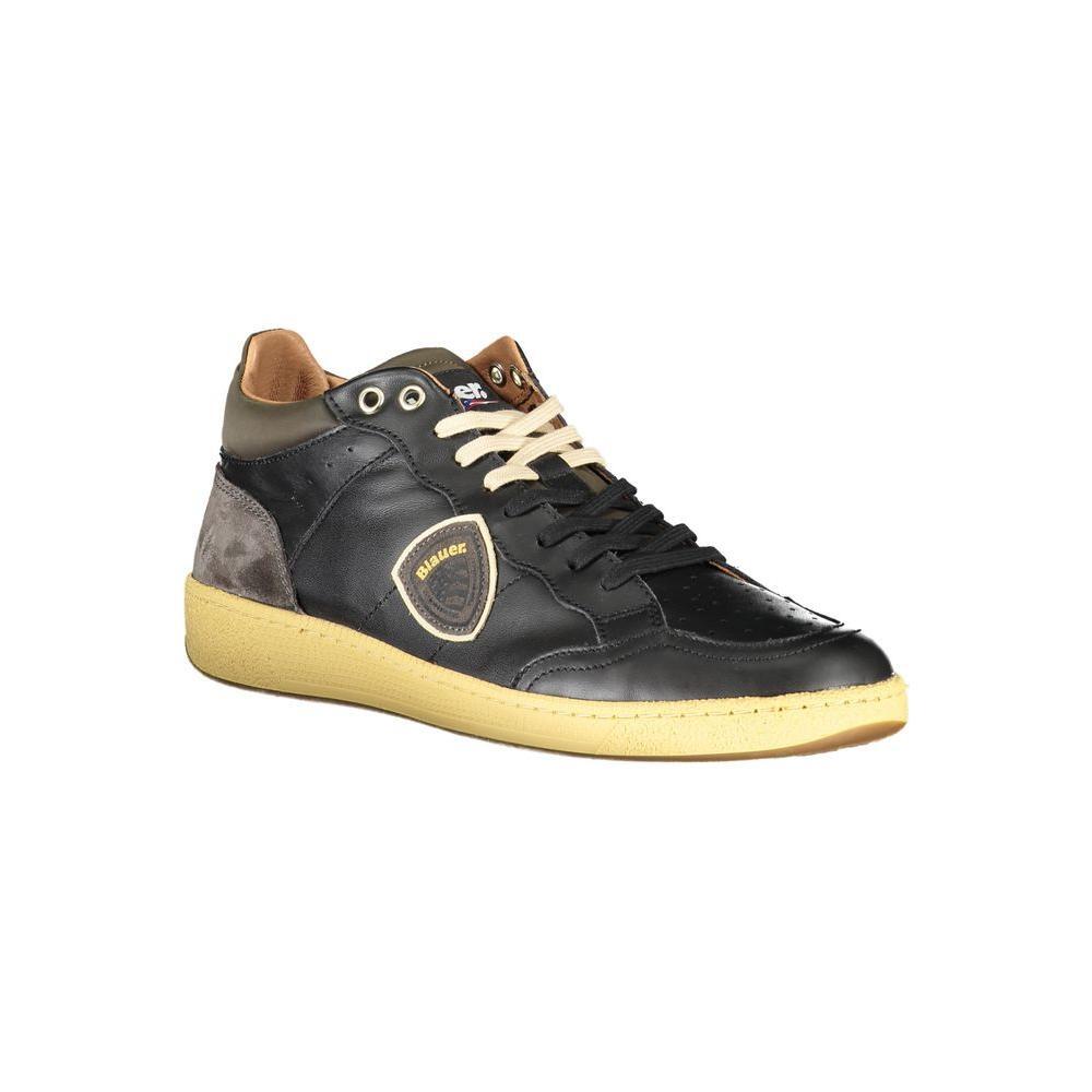 Blauer Sleek Black Lace-Up Sneakers with Contrast Details BL-23170-EU43/US10