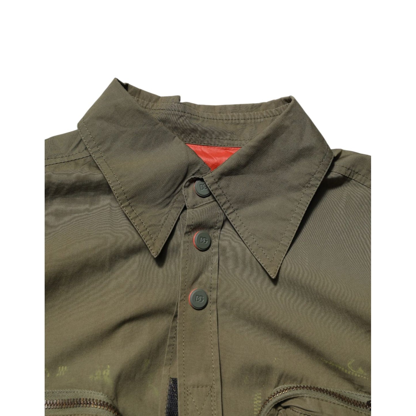 Dolce & Gabbana Army Green Button Down Long Sleeves Shirt TSH906758-37