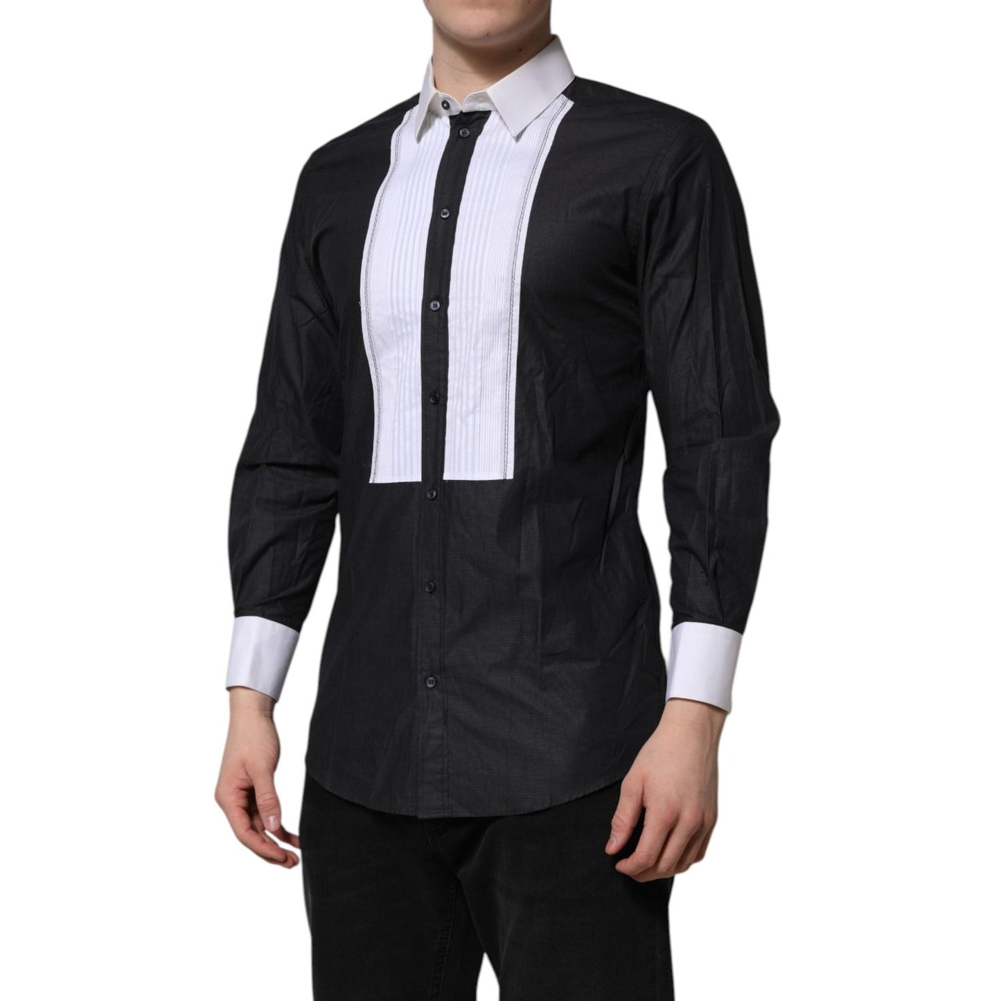 Dolce & Gabbana Black White GOLD Long Sleeves Formal Shirt TSH906760-40