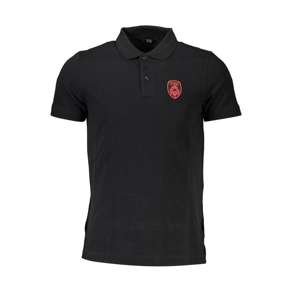 Cavalli Class Black Cotton Men Polo Shirt CA-37850-M