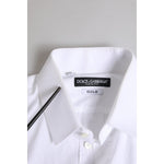 Dolce & Gabbana White Cotton GOLD Long Sleeves Dress Shirt TSH906924-40