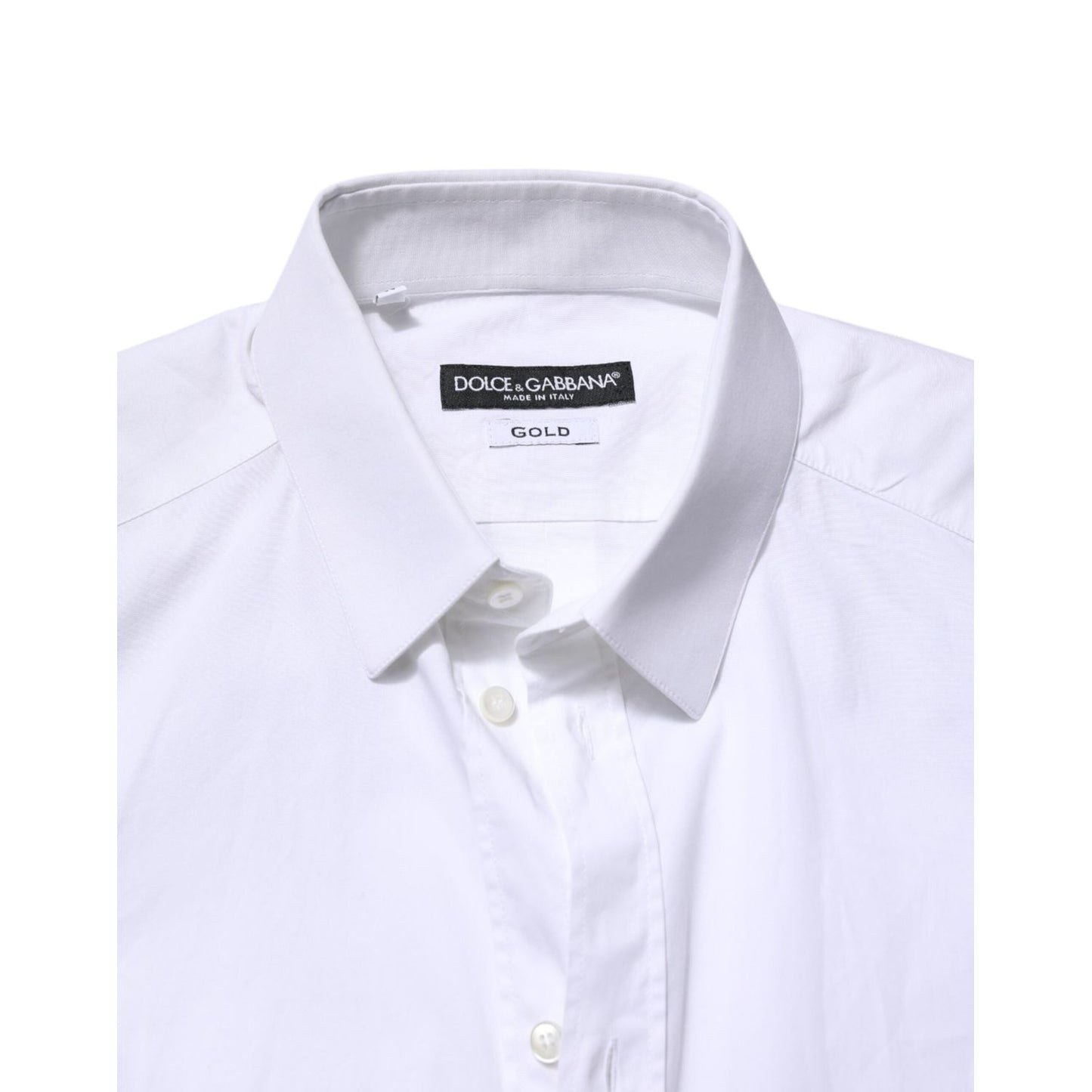 Dolce & Gabbana White Cotton GOLD Long Sleeves Dress Shirt TSH906936-37