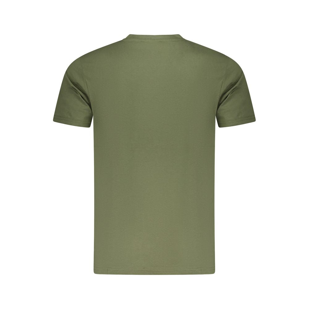 Alt Tag: Back view of Cavalli Class Green Cotton Men T-Shirt showcasing simplicity and elegance