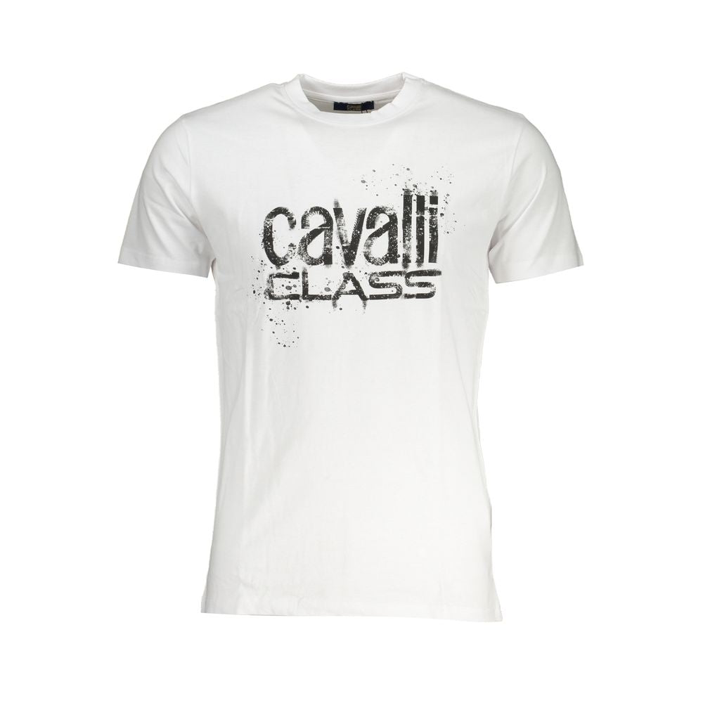 Cavalli Class White Cotton T-Shirt CA-28579-XL