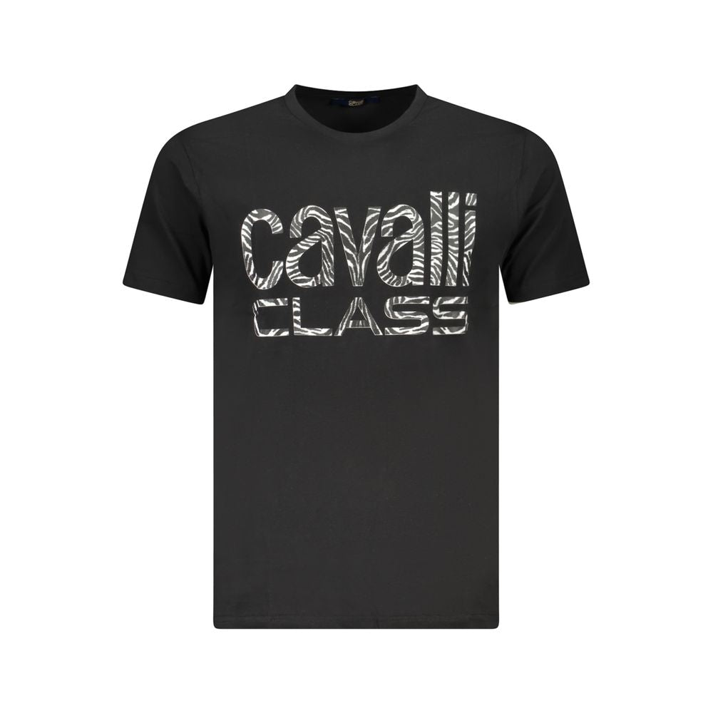 Cavalli Class Black Cotton Men T-Shirt CA-36678-L