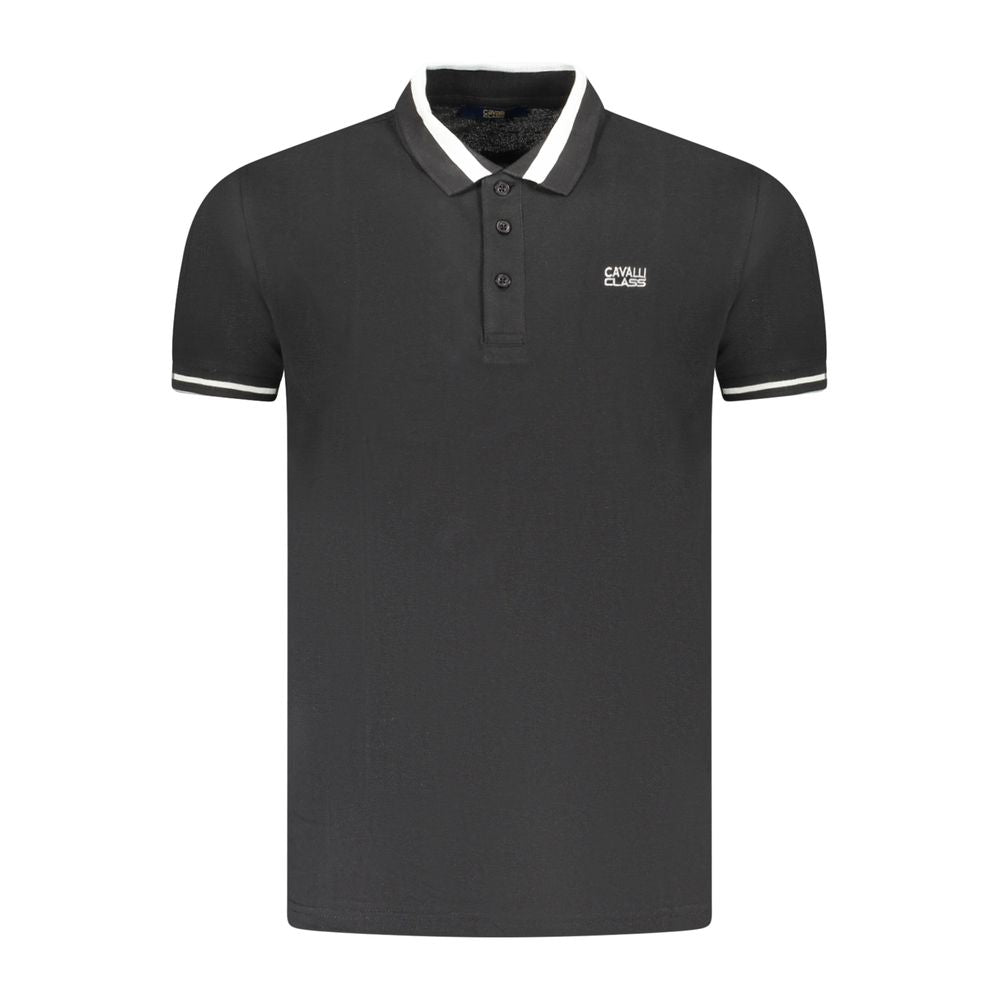 Cavalli Class Black Cotton Men Polo Shirt CA-36693-M