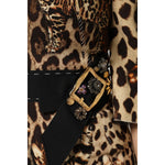 Dolce & Gabbana Brown Leopard Print Belted A-line Midi Dress DR81725-38