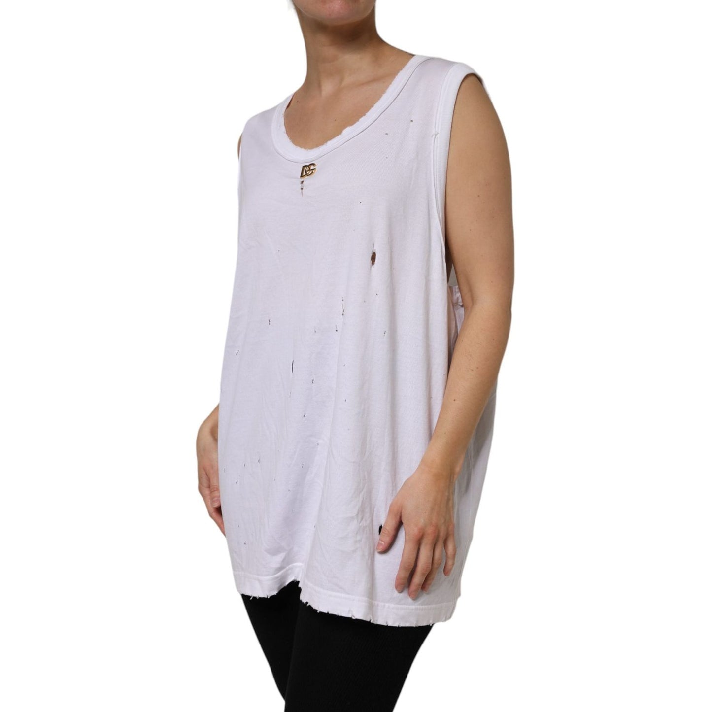 Dolce & Gabbana White Cotton Sleeveless Round Neck Tank Top TSH878520-42
