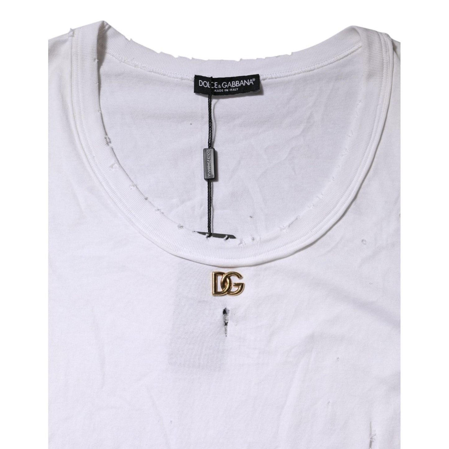 Dolce & Gabbana White Cotton Sleeveless Round Neck Tank Top TSH878520-42