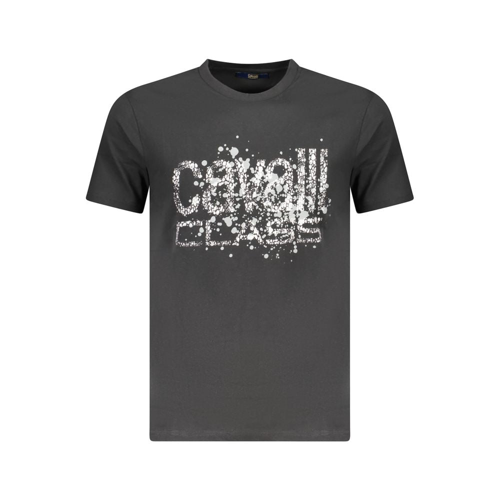 Cavalli Class Black Cotton Men T-Shirt CA-36709-M