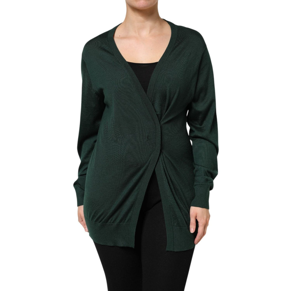 Dolce & Gabbana Dark Green Cashmere Silk Cardigan Sweater TSH878614-44