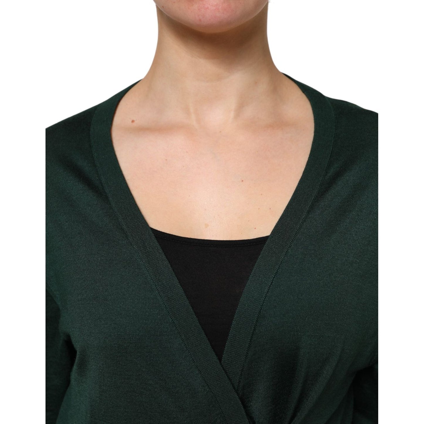 Dolce & Gabbana Dark Green Cashmere Silk Cardigan Sweater TSH878614-44