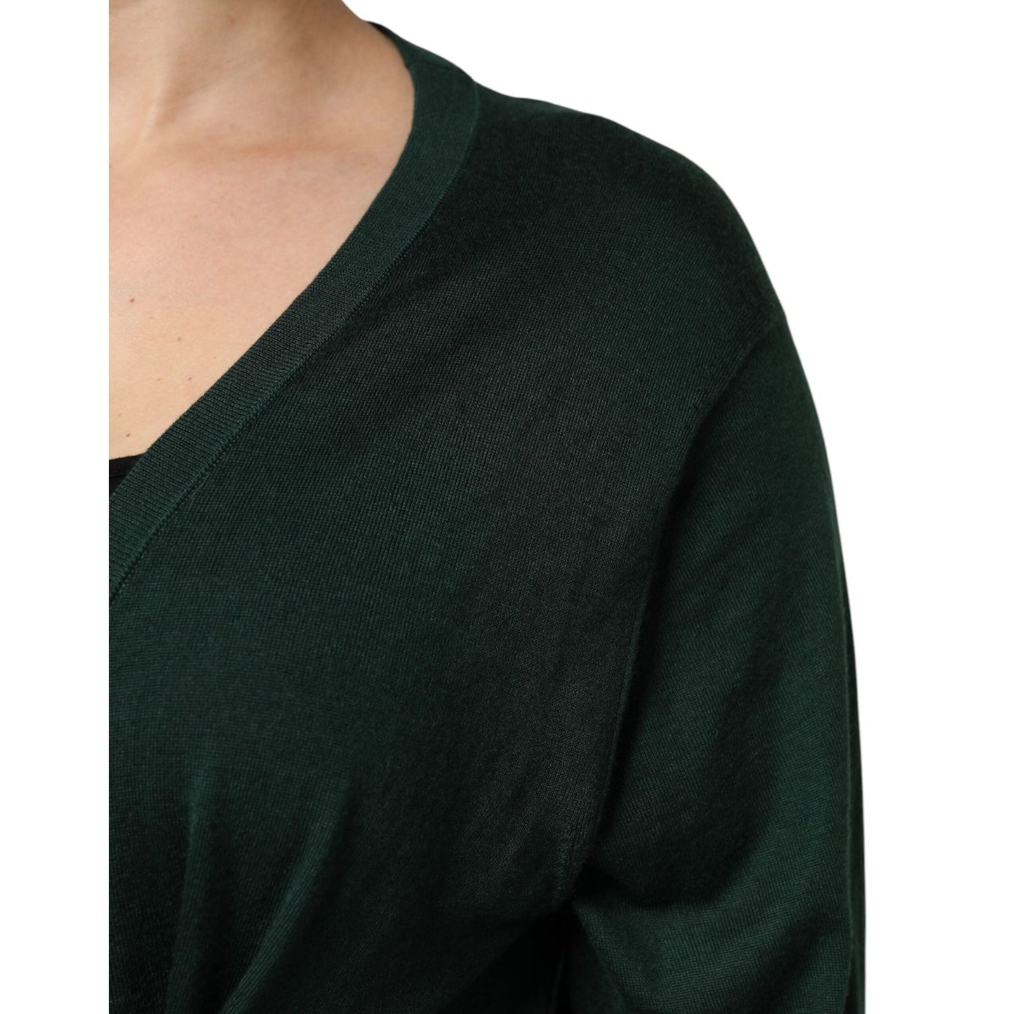 Dolce & Gabbana Dark Green Cashmere Silk Cardigan Sweater TSH878614-44
