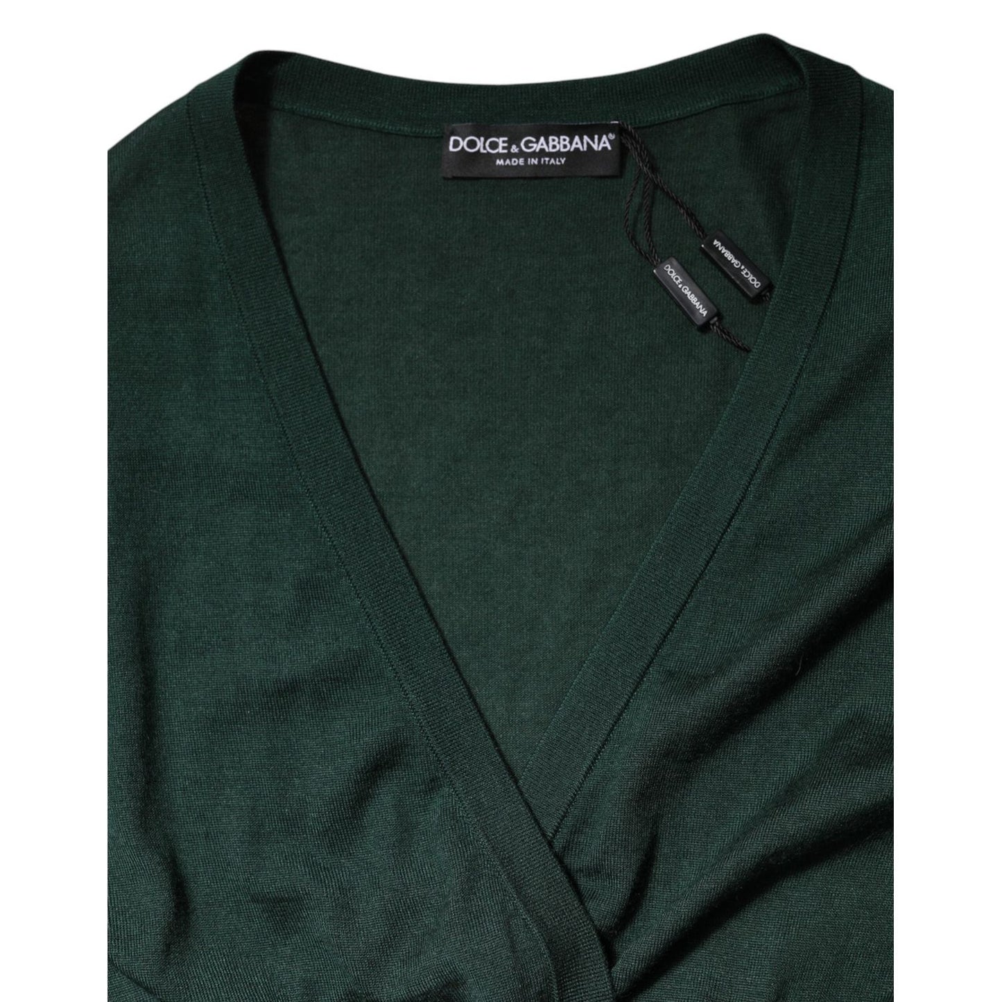 Dolce & Gabbana Dark Green Cashmere Silk Cardigan Sweater TSH878614-44