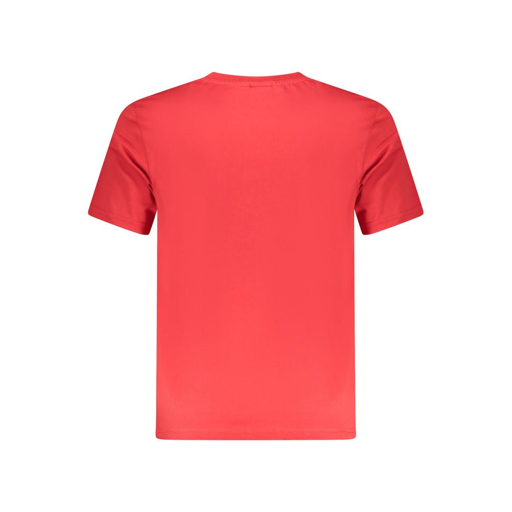 North Sails Red Cotton Men T-Shirt, back view, crew neck, short sleeves, showcasing sleek design and vibrant color.