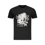 Cavalli Class Black Cotton Men T-Shirt CA-36655-M