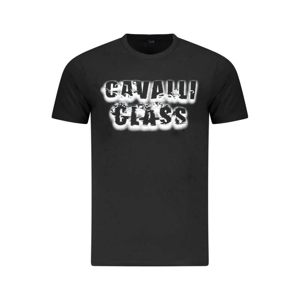 Cavalli Class Black Cotton Men T-Shirt CA-36696-M