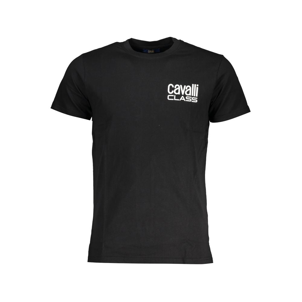 Cavalli Class Black Cotton T-Shirt CA-28596-XL