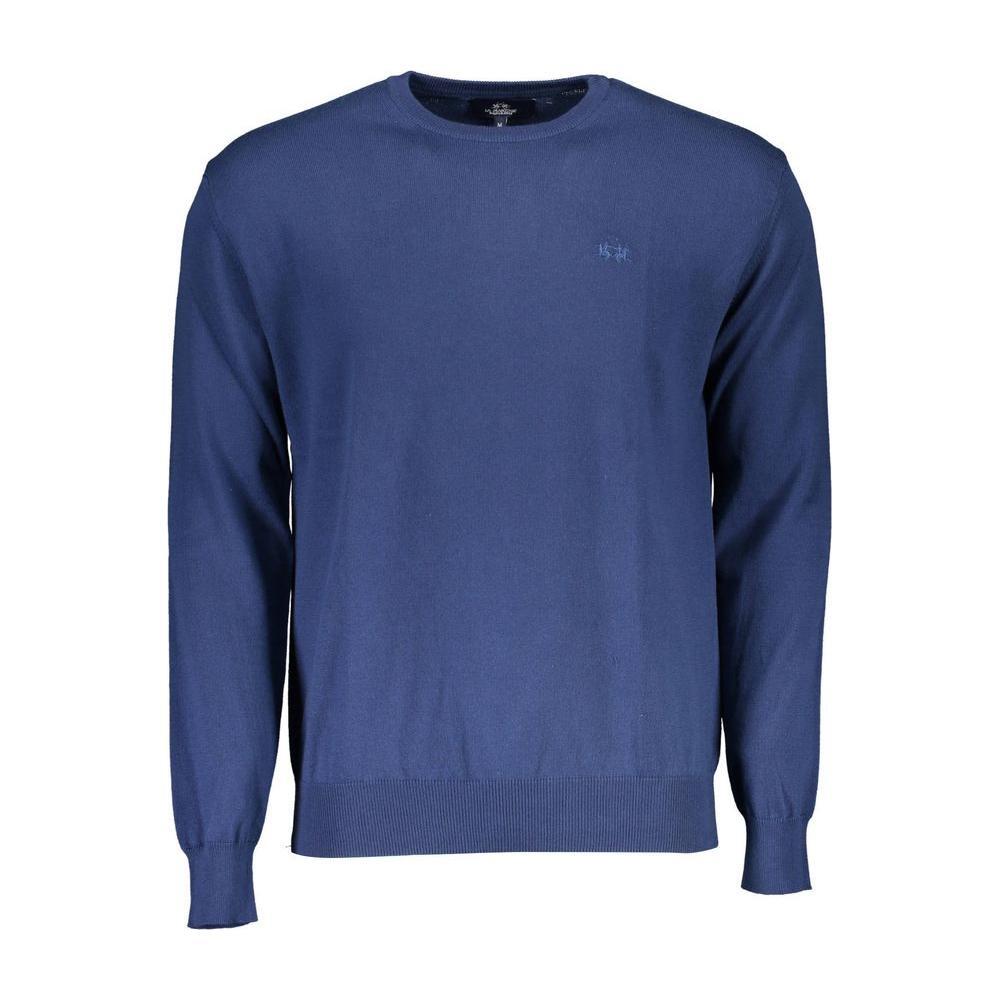 La Martina Blue Cotton Men Sweater LA-13234-S