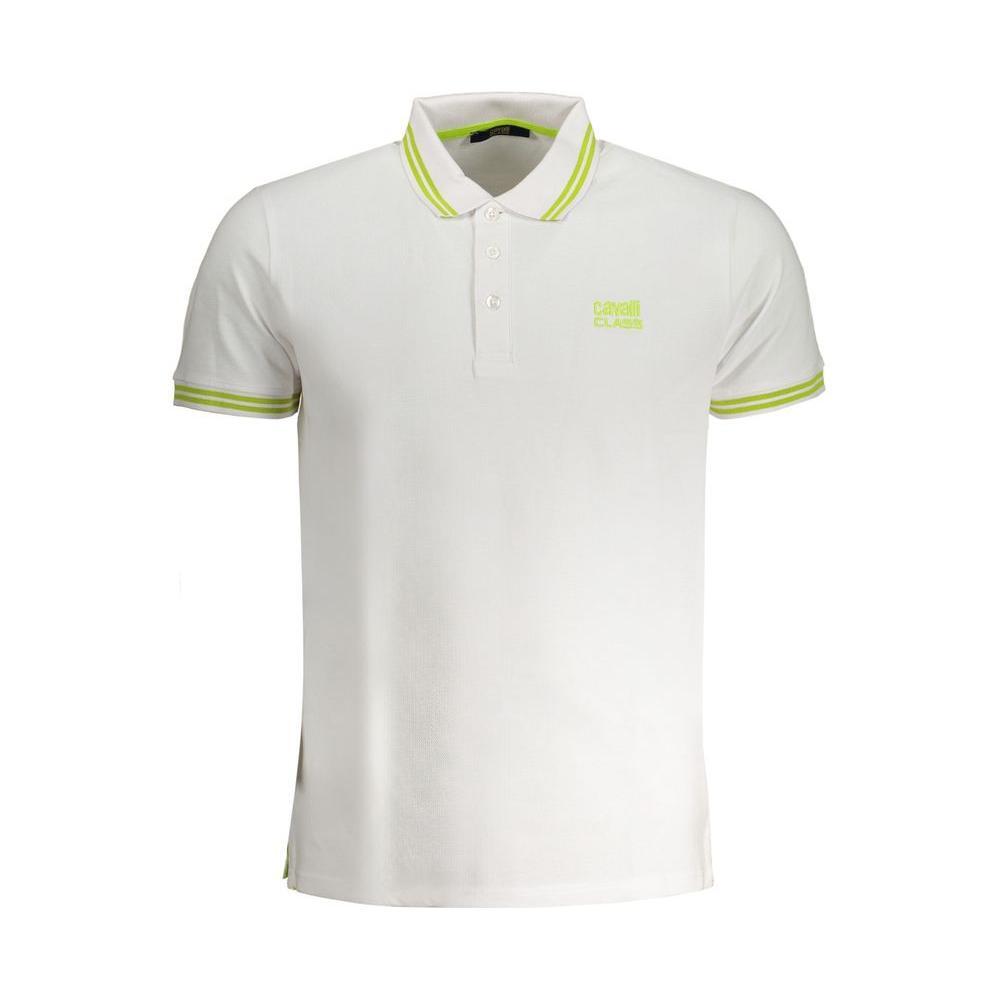 Cavalli Class White Cotton Polo Shirt CA-30269-L