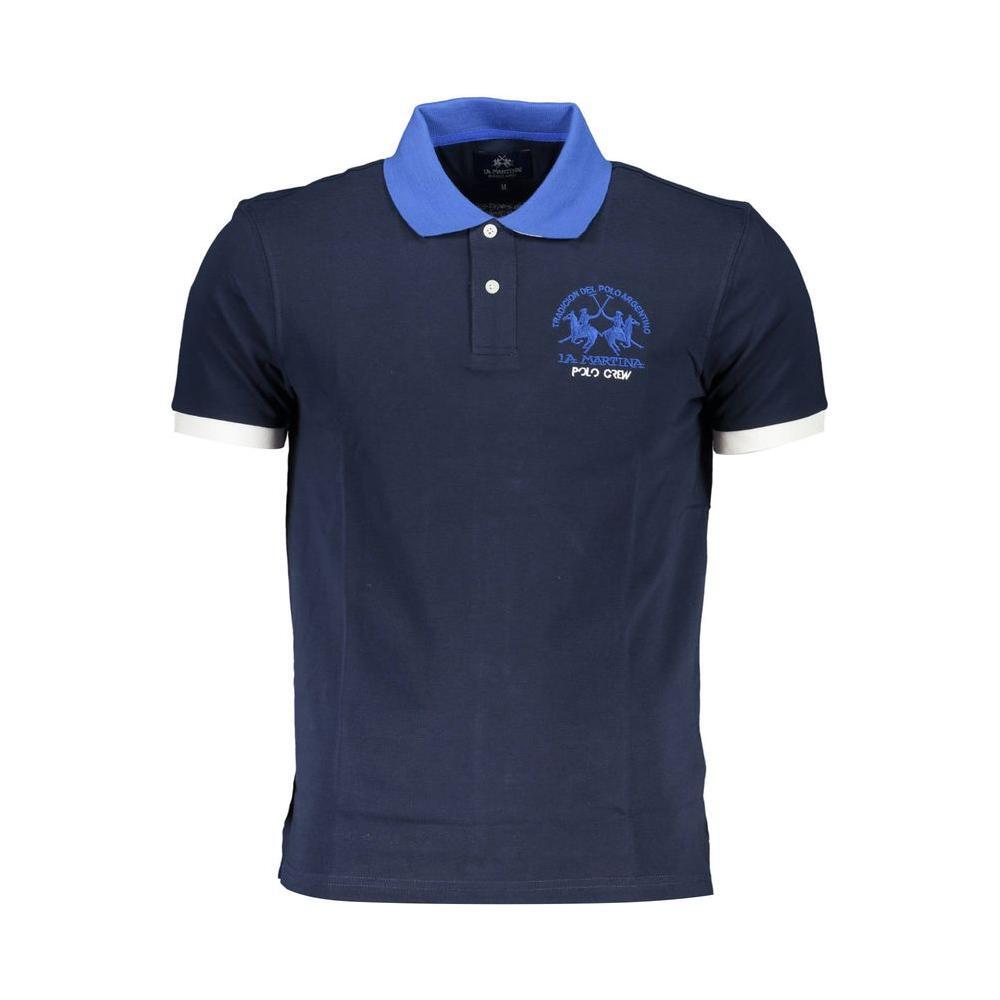 La Martina Blue Cotton Mens Polo Shirt LA-36832-M