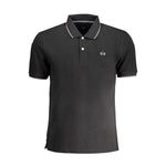 La Martina Black Cotton Men Polo Shirt LA-37808-M