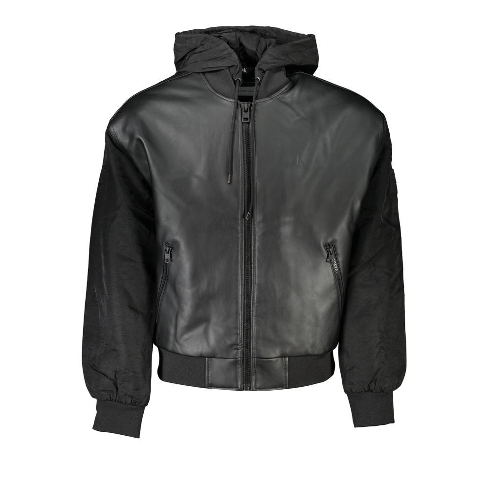 Calvin Klein Sleek Black Hooded Jacket with Contrasting Details CA-27218-XL
