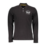La Martina Elegant Long Sleeved Black Polo for Men LA-27724-L