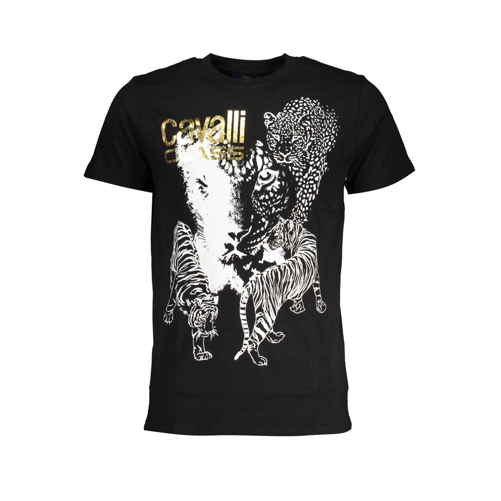 Cavalli Class Black Cotton T-Shirt CA-28625-L