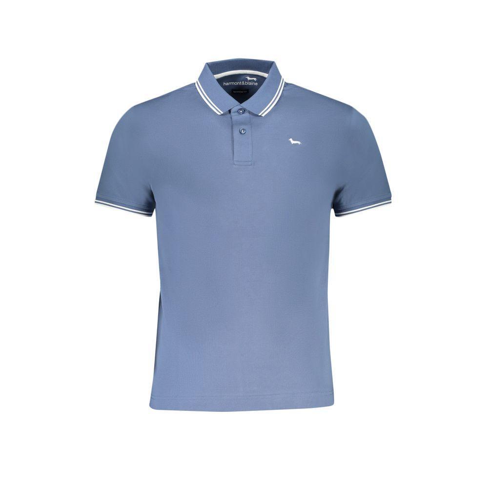 Harmont & Blaine Blue Cotton Polo Shirt HA-29113-L-FBB-379