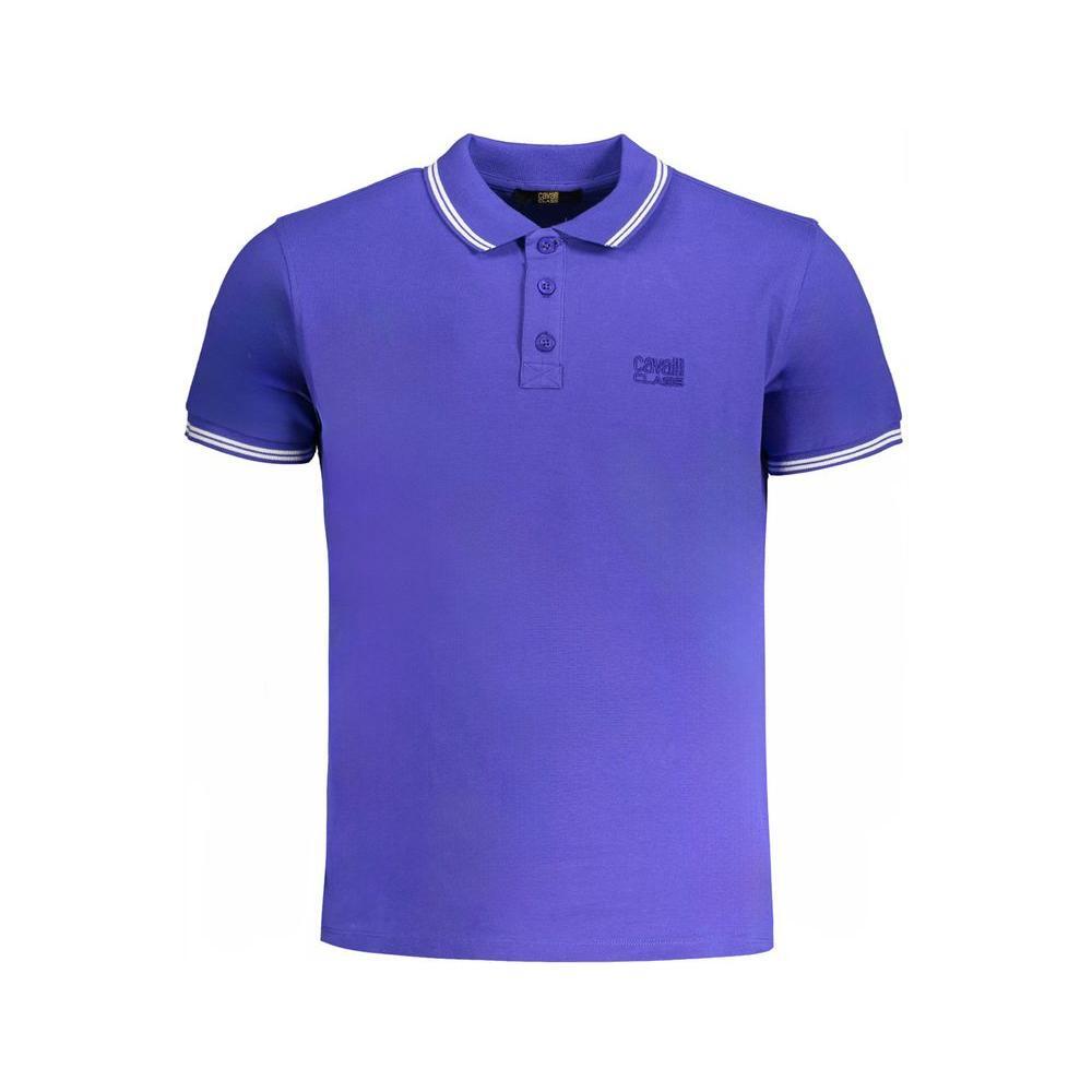 Cavalli Class Blue Cotton Polo Shirt CA-31307-M