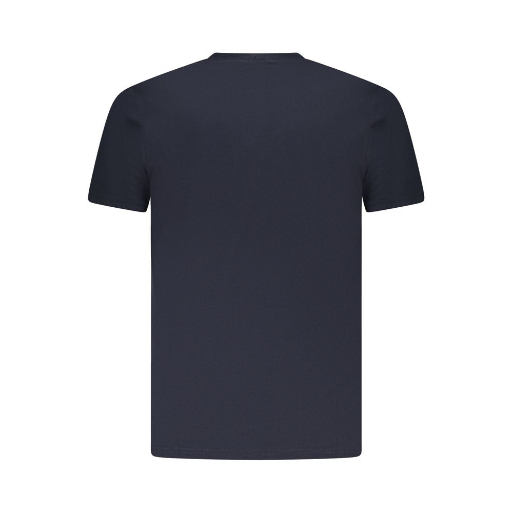Cavalli Class Blue Cotton Men T-Shirt - Back view showcasing short sleeves and premium cotton material with iconic logo print.